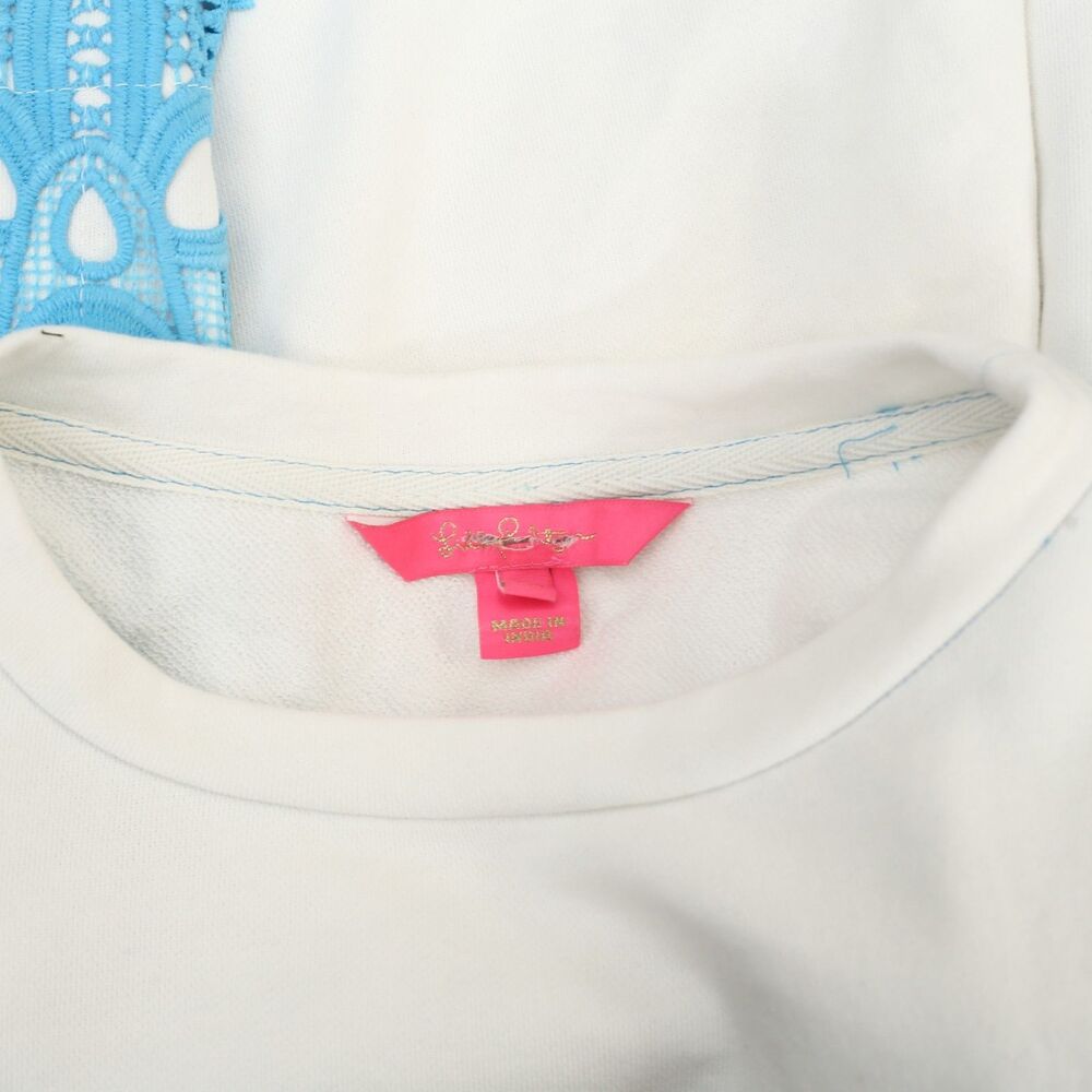 Lilly Pulitzer Rooney Sweatshirt Top Embroidered Patchwork Cotton XS 287605 - Picture 5 of 6